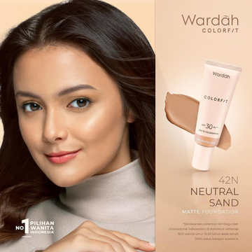 Wardah, Color Fit, Matte Foundation, 42N Neutral Sand, 25 ml